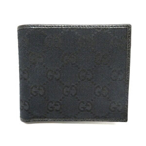 Gucci Bifold Compact Wallet GG Canvas Leather Black